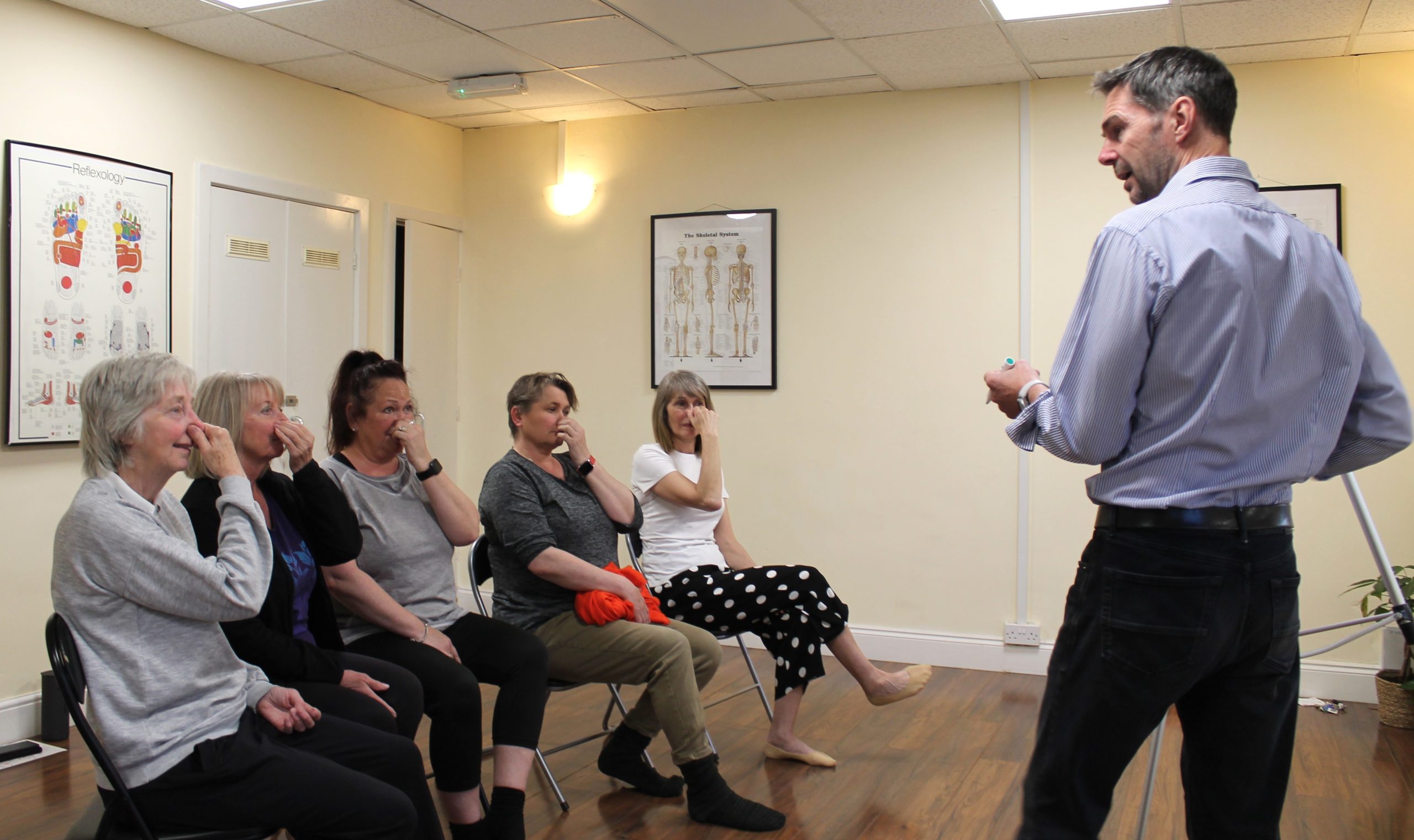 Terry Mellors teaching Buteyko breathing to a group