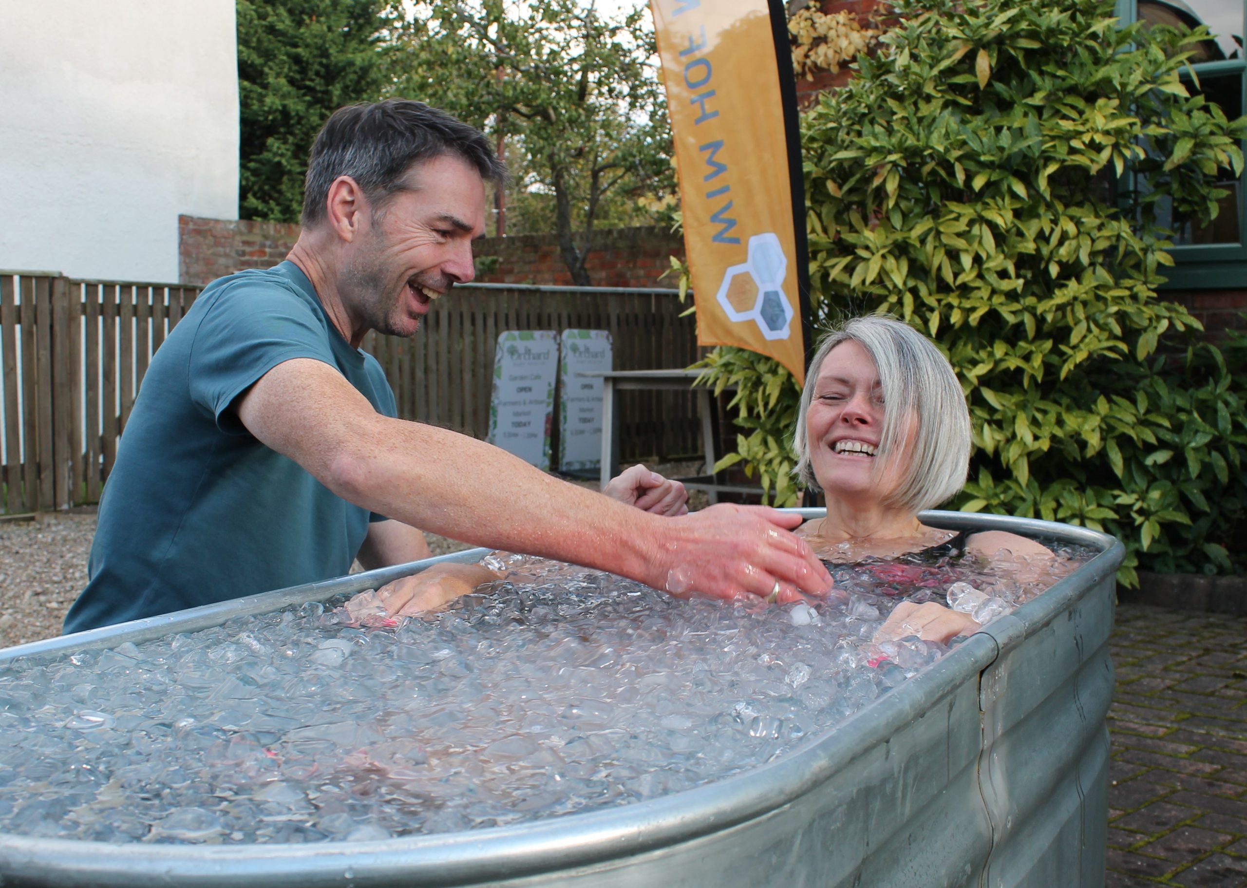 Terry guiding a Wim Hof Method ice bath session
